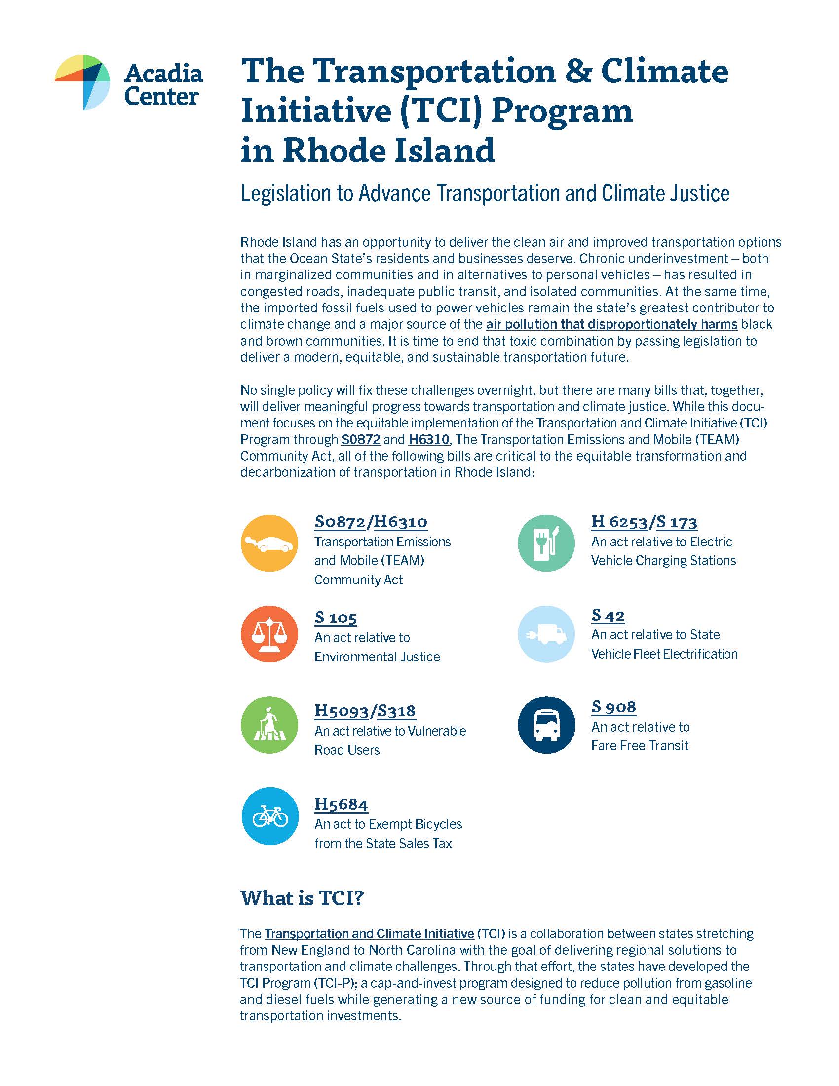 The Transportation and Climate Initiative (TCI) Program in Rhode Island